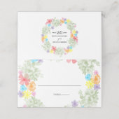 Placement Carte de Mariage Rustique Floral Wreath (Extérieur déplié)