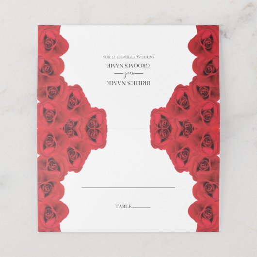Placement Carte de Mariage Rustique Red Roses (Extérieur déplié)
