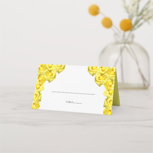Placement Carte de Mariage Rustique Roses Jaunes (Devant)