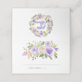 Placement Carte de Mariage Rustique Violet Floral (Extérieur déplié)