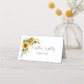 Placement Carte de Mariage rustique Watercolor Sunflowers (Devant)