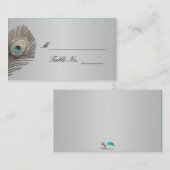 Placement Carte de Mariage Silver Elegance Peacock (Devant / Derrière)