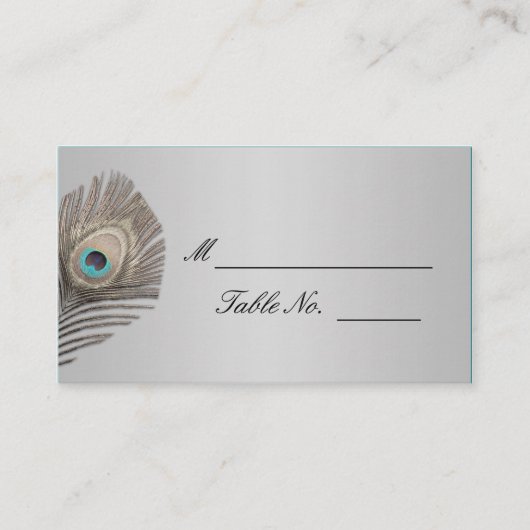 Placement Carte de Mariage Silver Elegance Peacock (Devant)