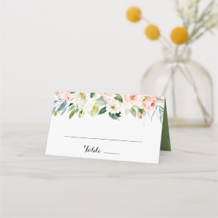 Placement Carte de Mariage simple Floral Green Calligraphy