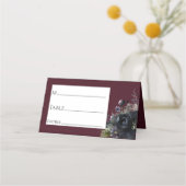 Placement Carte de Mariage sombre gothique Floral Bourgogne (Devant)