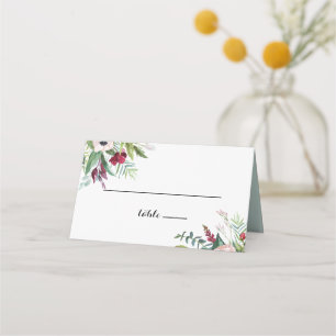 Placement Carte de Mariage Tropical Floral and Greenery