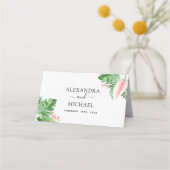 Placement Carte de Mariage Tropical Palm Watercolor (Dos)