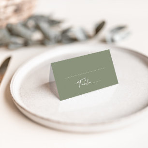 Placement Carte de Mariage vert Dusty simple pliée