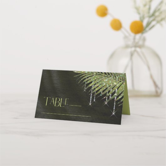 Placement Carte de Mariage vert Jewel Palm Leaf ID830 Place (Devant)