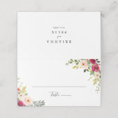 Placement Carte de Mariage vert rose vif (Extérieur déplié)