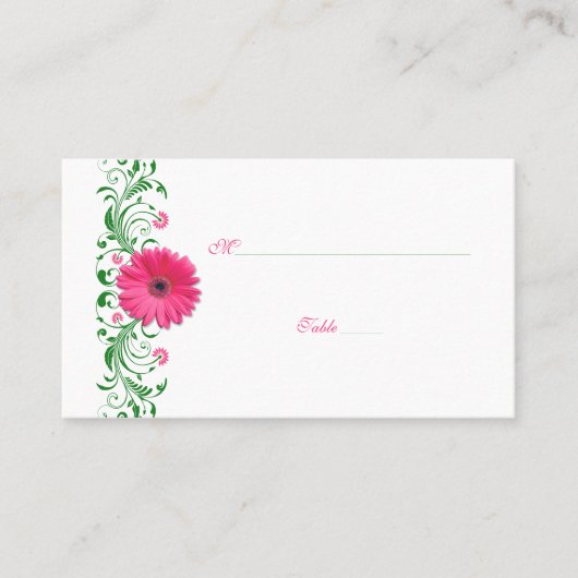 Placement Carte de Mariage verte Rose Gerbera Daisy (Devant)