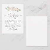 Placement Carte de Merci de Mariage de Rose blanche (Devant / Derrière)