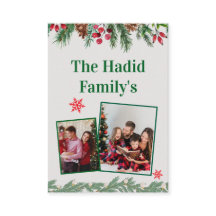 Carte de Noël de fête de famille avec photo vintag