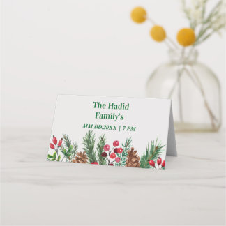 Placement Carte de Noël de fête de famille avec photo vintag