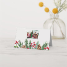 Carte de Noël de fête de famille avec photo vintag