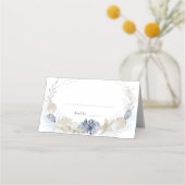 Placement Carte de nom de mariage de plage bleue côtière (Devant)