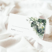 Placement Carte de nom de mariage tropicale Monstera vert sa