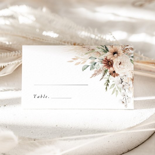 Placement Carte de nom de table de mariage floral avec herbe