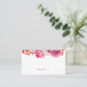 Placement Carte de nom florale orange rose vif à plat (Debout devant)