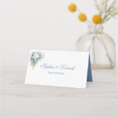 Placement Carte de nom pliée - Hydrangeas bleus (Dos)