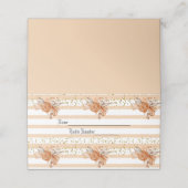 Placement Carte de nom Roses de pêche et bandes (Extérieur déplié)