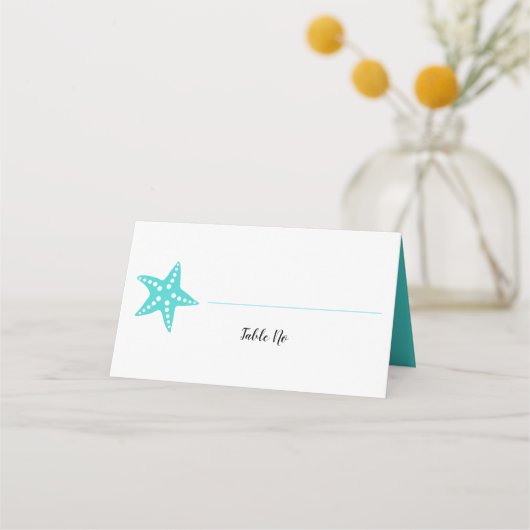 Placement Carte de numéro de table de mariage étoile de mer  (Devant)