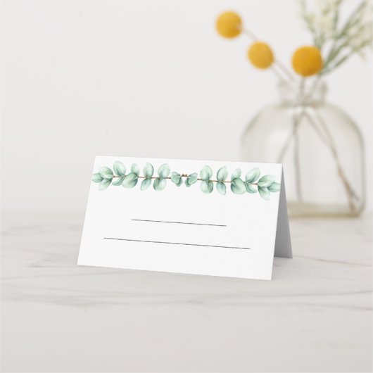 Placement Carte de numéro de table de mariage Eucalyptus Ver (Devant)