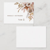 Placement Carte de numéro de table de mariage floral automna (Devant / Derrière)