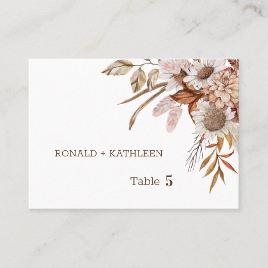 Placement Carte de Numéro de Table de Mariage Florale Automn (Devant)