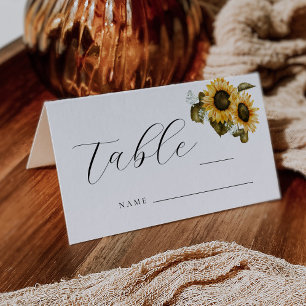 Placement Carte de numéro de table de mariage tournesols