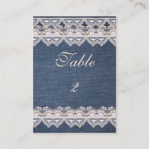 Placement Carte de numéro de table Denim et Lace vintage