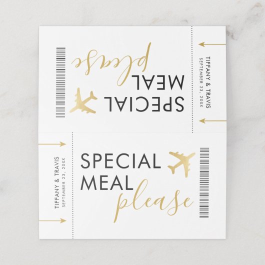 Placement Carte de paramétrage de table de demande de repas (Extérieur déplié)