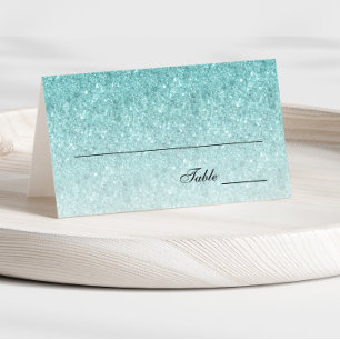 Placement Carte de Parties scintillant Aqua Blue Glam