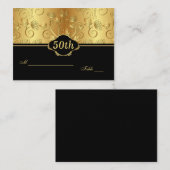 Placement Carte de place 50e réception couleur or floral (Devant / Derrière)
