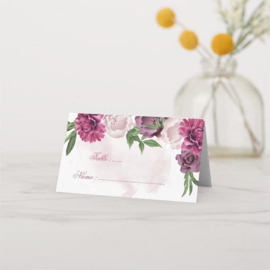 Placement carte de place à fleurs mauve rose (Devant)