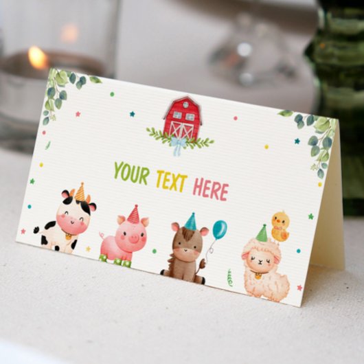 Placement Carte de place Anniversaire des animaux de ferme m