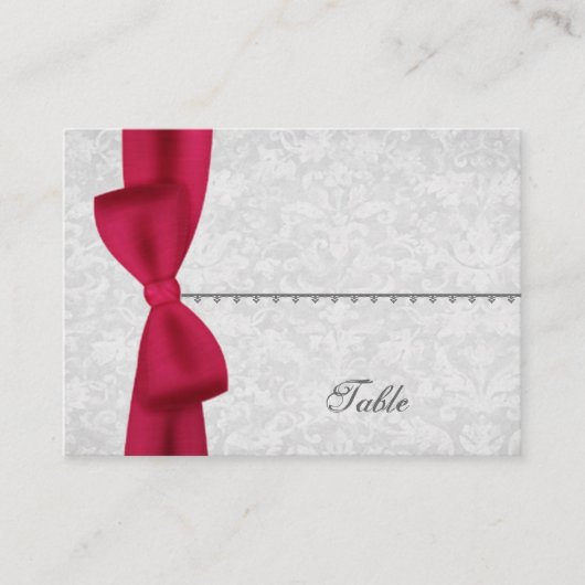 Placement Carte de place Argent et Bow Rouge - Mariage (Devant)