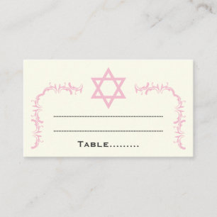 Placement Carte de place Bat mitzvah Rose Star de David dama
