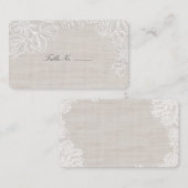 Placement Carte de place Burlap and Lace Table (Devant / Derrière)