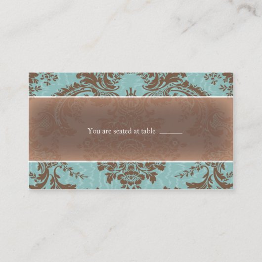 Placement Carte de place damassé bleu élégant (Devant)