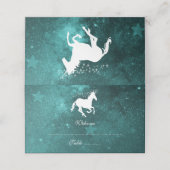 Placement Carte de place de réception Unicorne turquoise (Extérieur déplié)