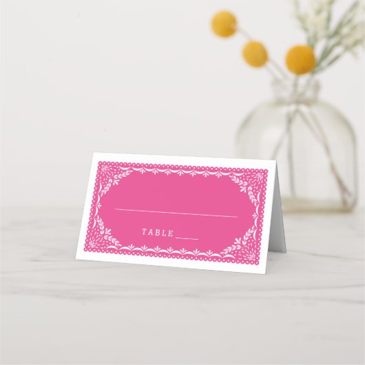 Placement Carte de place d'escorte | Fuchsia Papel Picado Mo (Devant)