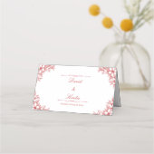 Placement Carte de place du Mariage Floral Orné Rouge (Dos)