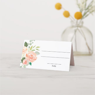Placement Carte de place élégante avec feuillage floral pêch