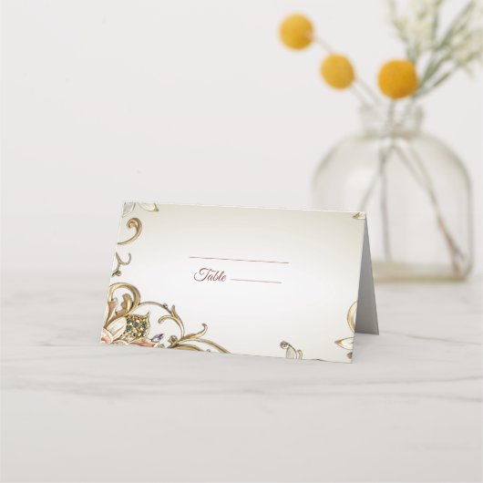 Placement Carte de Place Fleurie en Or Blanc (Devant)