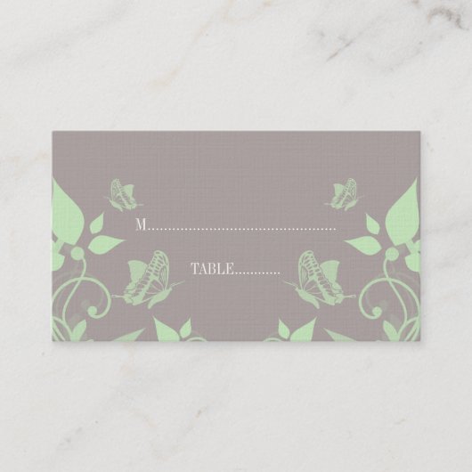 Placement Carte de Place Florale Papillon Vert (Devant)