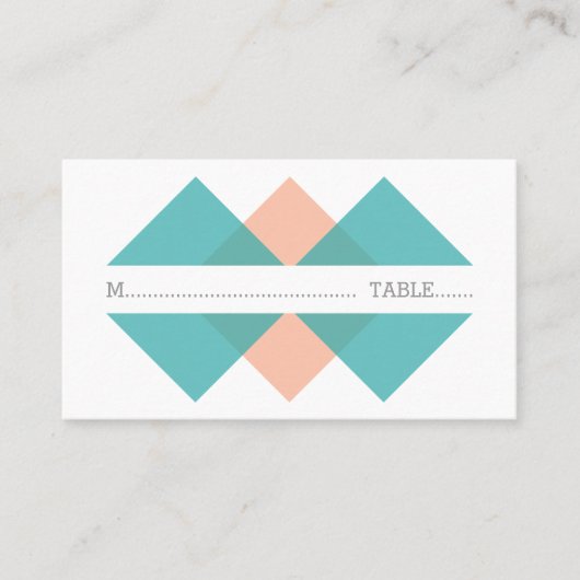 Placement Carte de place géométrique de corail turquoise (Devant)