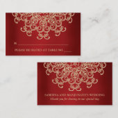 Placement Carte de place inspirée des Indiens rouge et or (Devant / Derrière)