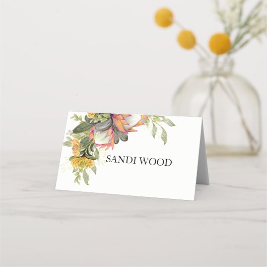 Placement Carte de place King Protea Bouquet Mariage (Devant)