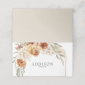 Placement Carte de place Mariage de Boho Floral Orange Brûlé (Extérieur déplié)